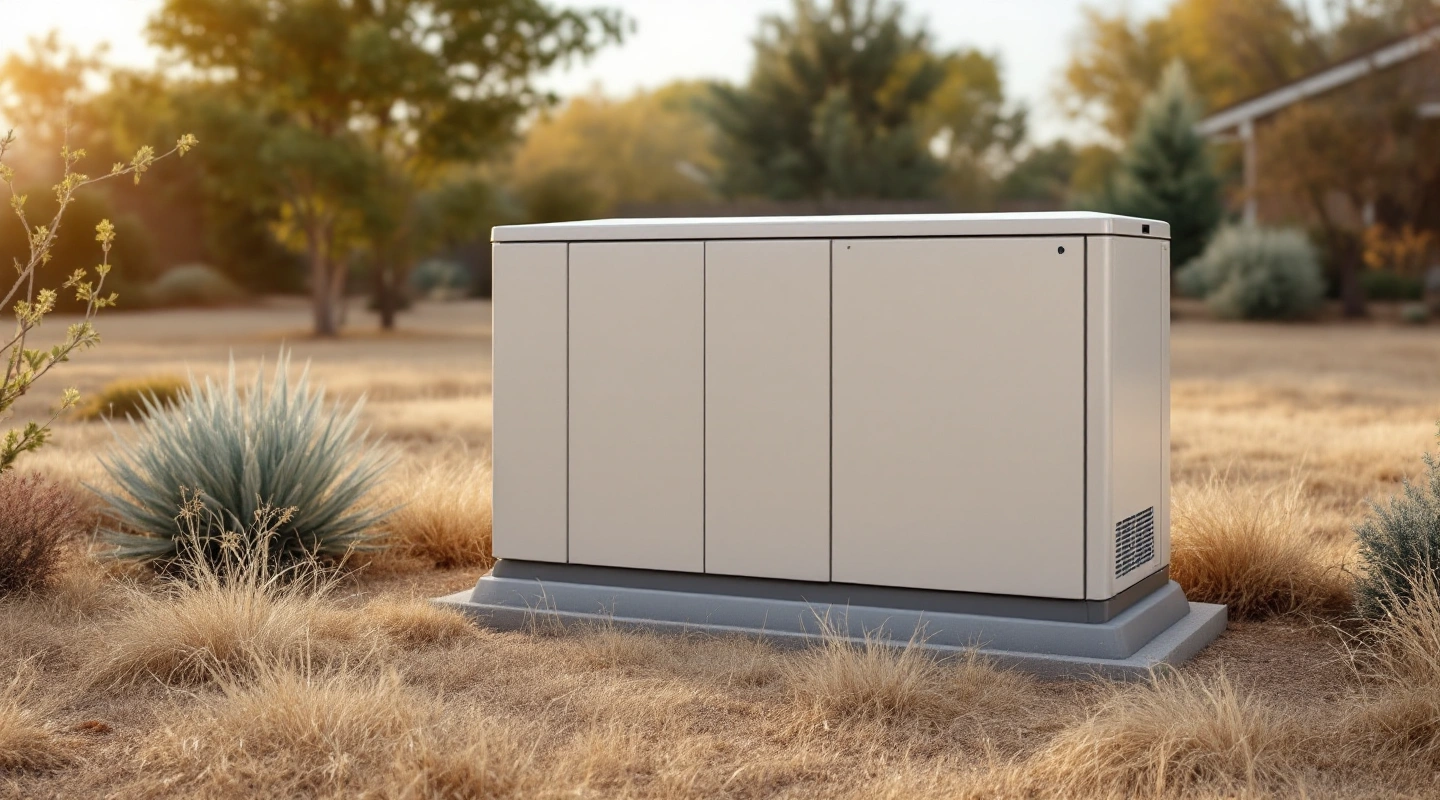 Closed vented enclosure in a dry landscaped area.
